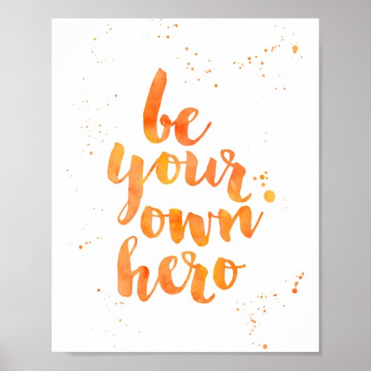 Wees je eigen Hero | Oranje Waterverf Art Print (Voorkant)
