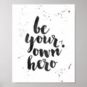Wees je eigen Hero | Zwarte Waterverf Art Print (Voorkant)