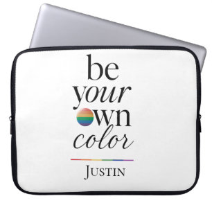 Wees Je Eigen Kleur Minimaal Typografie Statement Laptop Sleeve