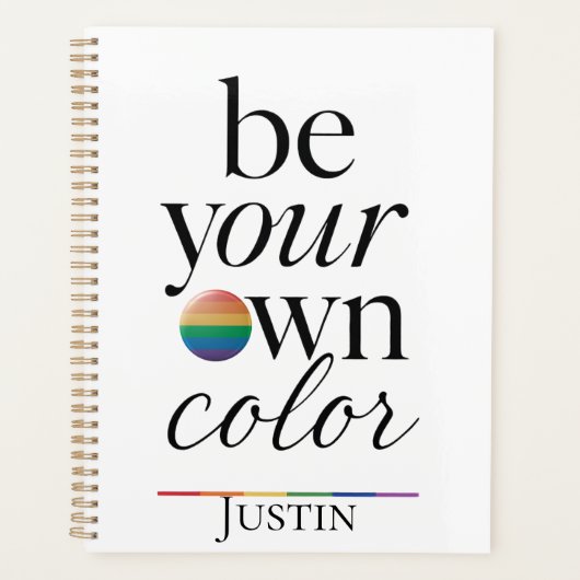 Wees Je Eigen Kleur Minimaal Typografie Statement Planner (Voorkant)