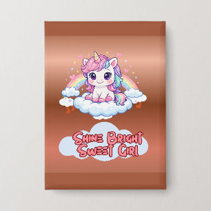 Wees Je Eigen Regenboog Knuffel Eenhoorn  Button