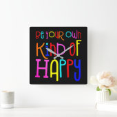 Wees je eigen soort vrolijk citaat zwart vierkante klok (Huis)