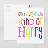 Wees je eigen soort vrolijke kleurrijke typografie briefkaart (Voorkant / Achterkant)