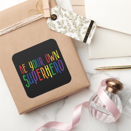 Wees je eigen superheld, Inspirerend citaat Vierkante Sticker (Geschenken)