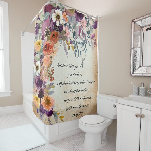 Wees je gids, herfstflorale mix douchegordijn (In situ)