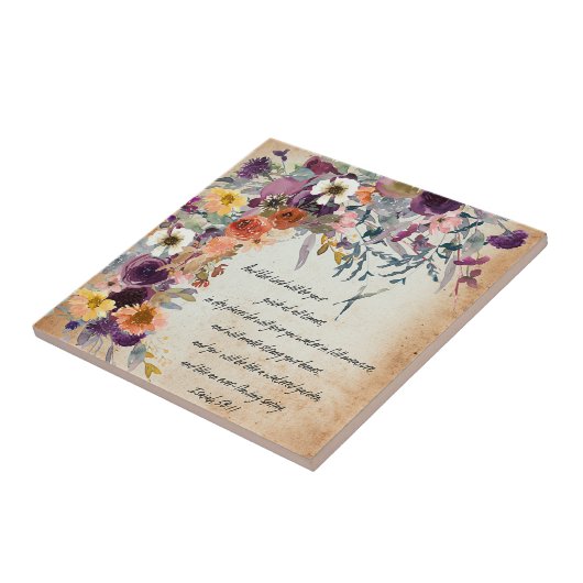 Wees je gids, herfstflorale mix tegeltje (Zijkant)