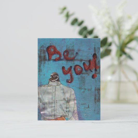 Wees je Penguin Mixed Media Briefkaart (Staand voorkant)