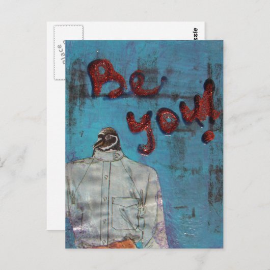 Wees je Penguin Mixed Media Briefkaart (Voorkant / Achterkant)