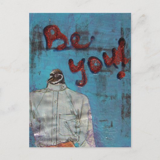 Wees je Penguin Mixed Media Briefkaart (Voorkant)