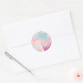 WEES-JE-TEVREDEN | Roze Waterverf penseelverflijn Ronde Sticker (Envelop)