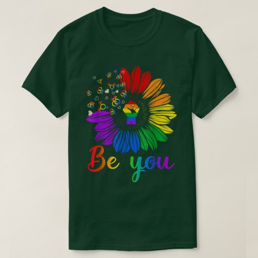 Wees je zonnebloem Pride LGBT Gay Lesbian Trans Bi T-shirt (Design voorkant)