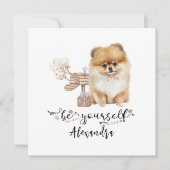 Wees jezelf Cute Pommeren puppy naast brievenbus Kaart (Voorkant)