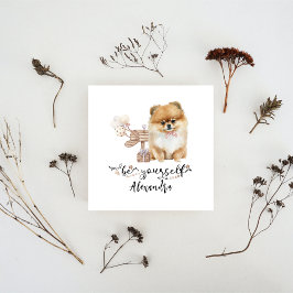 Wees jezelf Cute Pommeren puppy naast brievenbus Kaart