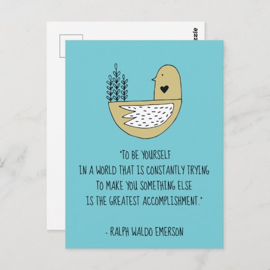 Wees jezelf Emerson Quote & Bird Briefkaart (Voorkant / Achterkant)