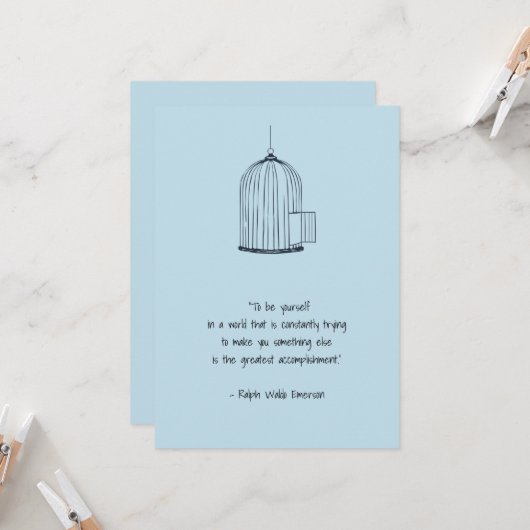 Wees jezelf Emerson Quote Birdcage Kaart (Voorkant / Achterkant in situ)