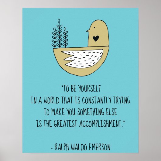 Wees jezelf Emerson Quote met Bird Poster (Voorkant)