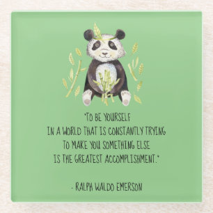 Wees jezelf Emerson Quote met Boho Panda Glazen Onderzetter