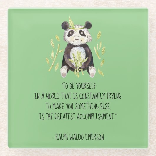 Wees jezelf Emerson Quote met Boho Panda Glazen Onderzetter (Voorkant)
