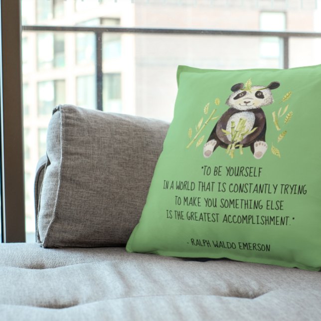 Wees jezelf Emerson Quote met Boho Panda Kussen (Creator heeft geüpload)