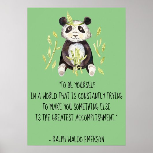 Wees jezelf Emerson Quote met Boho Panda Poster (Voorkant)