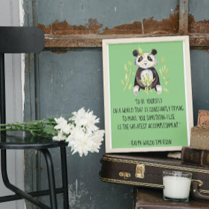 Wees jezelf Emerson Quote met Boho Panda Poster