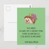 Wees jezelf Emerson Quote met egel Briefkaart (Voorkant / Achterkant)