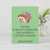 Wees jezelf Emerson Quote met egel Flat Kaart (Staand voorkant)
