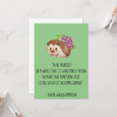 Wees jezelf Emerson Quote met egel Flat Kaart (Voorkant / Achterkant in situ)