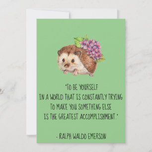 Wees jezelf Emerson Quote met egel Flat Kaart