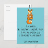 Wees jezelf Emerson Quote met Fox Briefkaart (Voorkant / Achterkant)