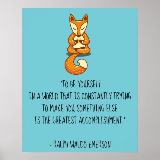Wees jezelf Emerson Quote met Fox Poster (Voorkant)