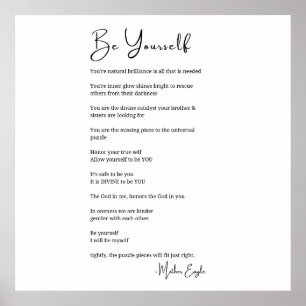 Wees jezelf gedicht poëzie zwart witte muur art de poster