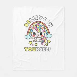 Wees jezelf, geloof in jezelf eenhoorn positieve b fleece deken