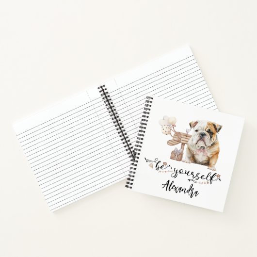 Wees jezelf gepersonaliseerde bulldog puppy notitieboek (Binnen)
