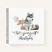 Wees jezelf gepersonaliseerde Husky Puppy Notitieboek (Voorkant)