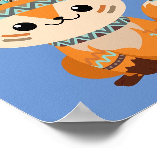 WEES JEZELF! Indian Fox, blauw, of uw bericht Poster (Hoek)