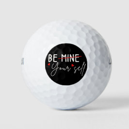 Wees jezelf Inspirerend Quote Valentijn zwart Golfballen