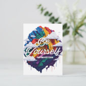 Wees jezelf LGBTQ Pride Month Heart regenboog Briefkaart (Staand voorkant)