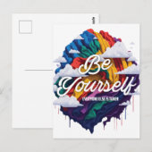 Wees jezelf LGBTQ Pride Month Heart regenboog Briefkaart (Voorkant / Achterkant)