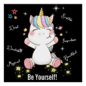 Wees jezelf! Magische Unicorn. bewerkbaar Perfect Poster (Voorkant)