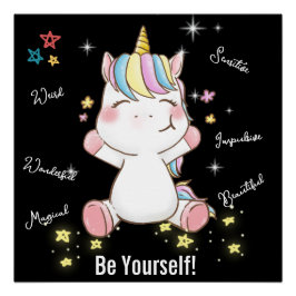 Wees jezelf! Magische Unicorn. bewerkbaar Perfect Poster