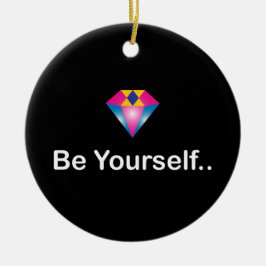 Wees jezelf motivatie quote, kleurrijke diamant keramisch ornament