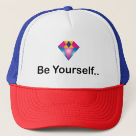 Wees jezelf motivatie quote, kleurrijke diamant trucker pet