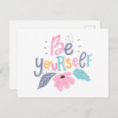 Wees jezelf | Pastelbloemen Briefkaart (Voorkant / Achterkant)