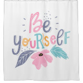 Wees jezelf | Pastelbloemen Douchegordijn (Voorkant)