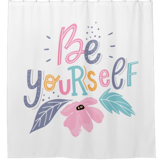 Wees jezelf | Pastelbloemen Douchegordijn (Voorkant)