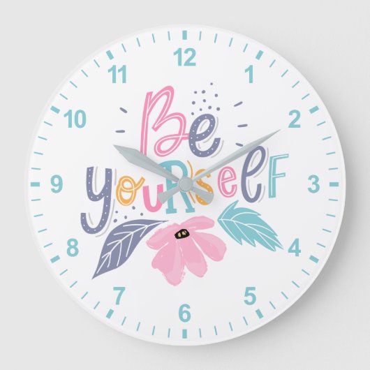 Wees jezelf | Pastelbloemen Grote Klok (Voorkant)