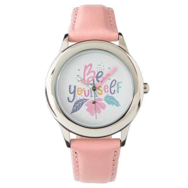 Wees jezelf | Pastelbloemen Horloge (Voorkant)