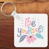 Wees jezelf | Pastelbloemen Sleutelhanger (Voorkant)