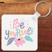 Wees jezelf | Pastelbloemen Sleutelhanger (Achterkant)
